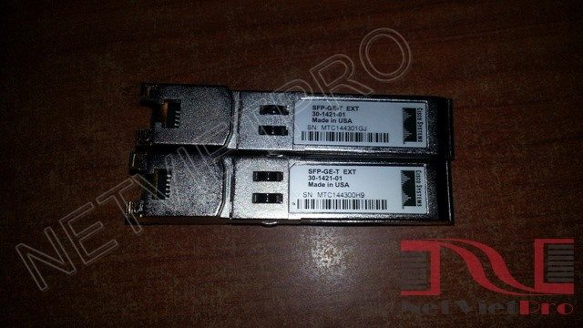 Lot Of 10 Cisco SFP-GE-T EXT 1000BASE-T RJ45 SFP Transceivers – USA Version, 30-1421-01 (Grade A Pulled)
